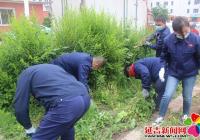 “我為群眾辦實事”  迎建黨百年，清理花壇雜草，美化家園